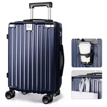 Чемодан, сумка для переноски, ударопрочный, большой емкости, большая функция тормоза, двойной чехол для переноски, USB-порт, поворот на 360 градусов, стопор, подстаканник