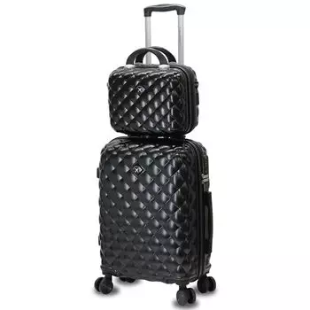 Чемодан в стиле лоскутного одеяла, симпатичный, легкий, с замком TSA, жесткий, мини-чемодан, набор для родителей и детей S [Transporter] ручная кладь [ls517set] (Черный,