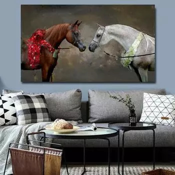 Чемпион Лошадь Холст Картина Настенное Искусство Черно-Белые Фотографии Лошадей Плакаты и принты с животными для Гостиной Домашний Декор 20cm40cm NoFrame