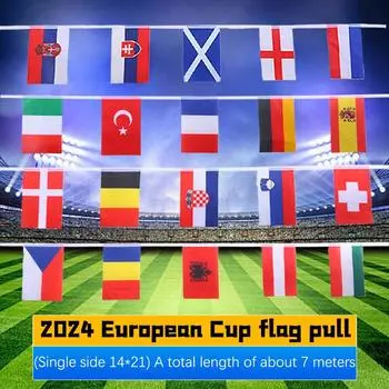 Чемпионат Европы по футболу 2024 года, овсянка из 24 стран, европейских команд-участниц, национальный флаг, веревочный флаг для декора Кубка Европы