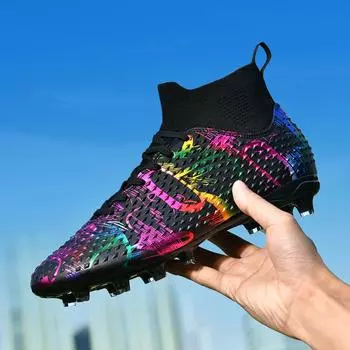 Чемпионат мира по футболу Messi C Luo кожаные футбольные бутсы для мальчиков и девочек, студенты AG длинные ногти TF сломанные ногти соревновательная тренировочная обувь 32 белый