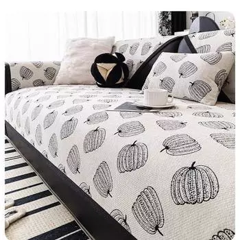 Chenille Black White Jacquard Sofa Cushion Four Seasons Universal Anti Slip Dustproof Sofa Cover French Geometry Sofa Cushion 70x70cm 1pcs