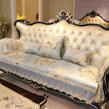 Чехол из ткани шенилл, европейский роскошный жаккардовый диван, подушка, всесезонный нескользящий чехол для дивана для гостиной, украшения дома 1pc armrest 60x55cm бежевый