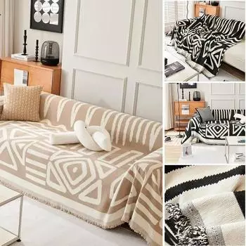 Chenille Fabric Sofa Cover Cloth Nordic Wind and Sand Hair Blanket Cover Sofa Cover Universal Sofa Mat Almohadilla Para Sofs 180x230cm чёрный