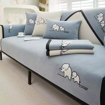 Синель Four Seasons Универсальная подушка для дивана Нескользящая мультяшная панда с вышивкой Чехол для дивана Сплошной цвет Коврик для дивана Спинка Полотенце 70x70cm 1pcs