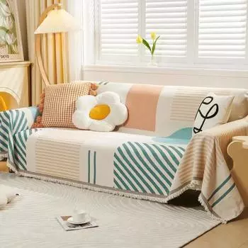 Chenille Geometry Sofa Towel Four Seasons Universal Sofa Towel Non-slip Printing Couch Blanket All Inclusive Cover Cloth Towel 180x130cm1pcs