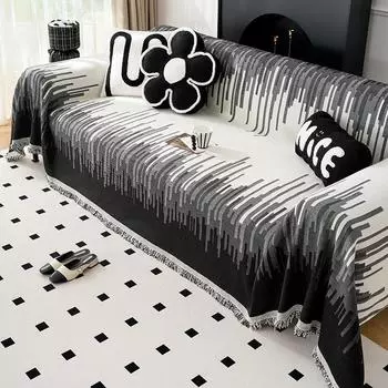 Полотенце для дивана в полоску из шенилла, гладкая ткань, мягкое и удобное полотенце для дивана, подходит для всех сезонов 180*130cm