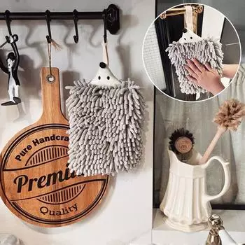 Chenille Hands Towel for bathroom Kitchen Wiping Hands Cloth with Hanging Loop Soft Absorbent Cleaning Towel