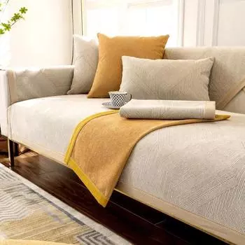 Chenille Non Slip Simple Sofa Mat Thick Solid Color Backrest Cover Simplicity Living Room Towel Seat Cushion seat covers 70x70cm 1pcs