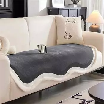 Chenille Non-slip Sofa Mat Sofas Towel for Living Room Luxury Plush Edge Irregular Couch Cushion Pad Home Protection Nordic A 90x90
