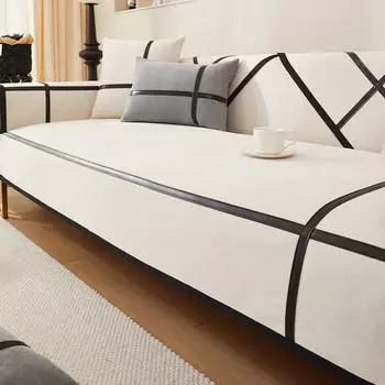 Чехол для дивана из шенилла, черный кожаный чехол для дивана, четыре сезона, универсальный, нескользящий, для гостиной, дома, однотонный чехол для дивана 70x70cm 1pcs