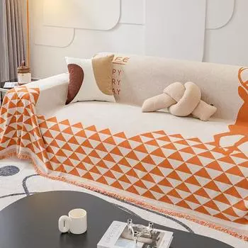 Chenille Sofa Cover Cloth Towel Nordic Geometric Pattern Hair Blanket Sofa Cover Universal Sofa Cushion 180x130