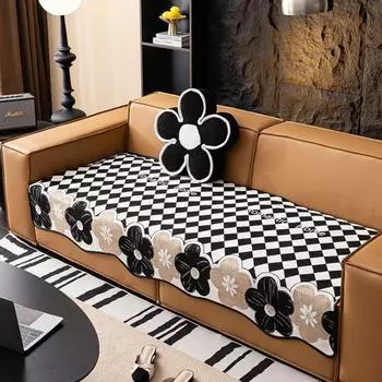 Chenille Sofa Cover Irregular Shaped Sofa Cushion Four Seasons Universal Nonslip Sofa Mat Jacquard Autumn and Winter Couch Cover 90x90cm 1pcs
