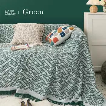 Chenille Sofa Cover with Tassels Non-slip Sofa Blanket Slipcover Anti-cat Scratch Furniture Protector L-Shaped Corner Sofa Mat 130x180