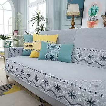 Chenille Sofa Cushion Fabric Wood Leather Sofa Slipcover Covers All Year Round Neutral Imperial Concubine Straight Row Sofa Seat Cushions Cover Cloth Corduroy-light gray 70*70 [one piece]]
