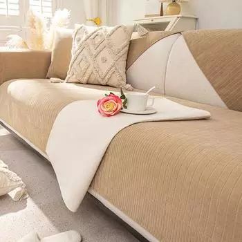 Chenille Sofa Cushion Solid Colour Universal Living Room Non-Slip Sofa Cover Home Dustproof Decoration Chaise Lounge Cushion 70x70