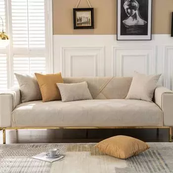 Chenille Sofa Cushion, Universal for All Seasons, Three-person Sofa Cushion Towel, Modern Simple Solid Color Non-slip Sofa Cushion Towel 70*70cm