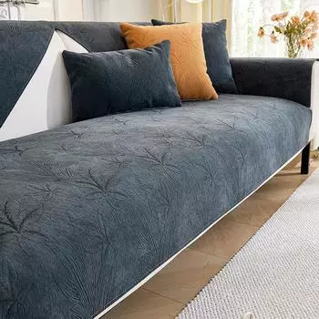 Chenille Sofa Mat Four Season Universal Solid Color Maple Leaves Couch Cushion Cover Thickening Living Room Home Sofa Slipcover 70x70cm 1pcs