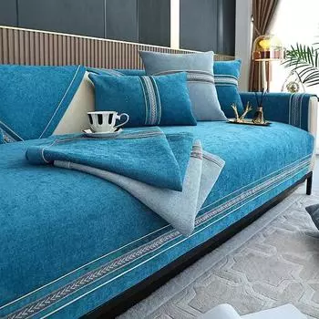 Chenille Sofa Mat Four Seasons Universal Simple Grey Sofa Napkin Wrapped Seat Cushion Cover Backrest Towel Home Pillowcases 70x70cm