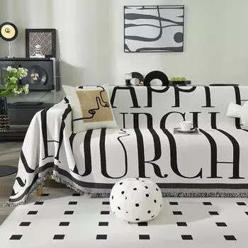 Chenille Sofa Throw Blanket Ins Style Sofa Cover with Tassel Four Season Couch Towel All-all-inclusive Dust Covers Blanekets 180x230cm белый