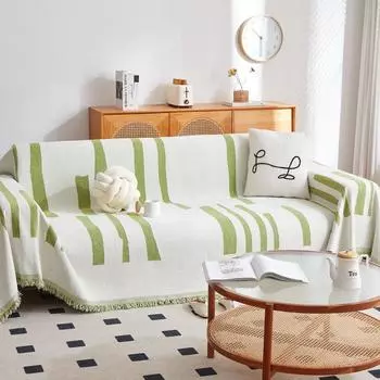 Chenille Sofa Towel Cover Cloth Striped Four Seasons Universal Sofa Cushion Cover Non-Slip Cover Blanket Anti-Scratching 180*130cm