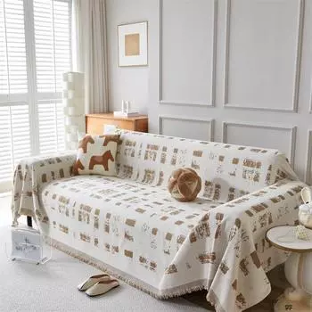 Chenille Sofa Towel Light Luxury Tassel Edge Couch Cover Anti-slip Anti-cat Scratch Camping Blanket Tapestry Sofa Cover 180x130