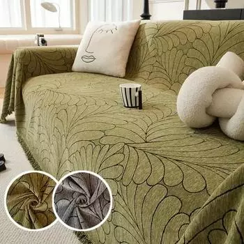 Chenille Solid Colour Sofa Cover Dustproof Anti-Scratch Home Living Room 3 Seats Sofa Protection Cover Four Seasons Universal 180x130cm