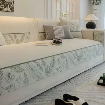 Chenille Summer Sofa Cushion Cover Cool Pad All Year Round Neutral Leather Non Slip Minimalist Modern Scandinavian Fabric Cushion Chenille-green tibai 70*70cm