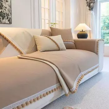 Чехол для дивана с кисточками из синели и шариками для волос, зимний нескользящий чехол для дивана, защитный чехол, универсальное полотенце для дивана для гостиной 70x70cm 1pcs