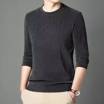 Chenille Thin Men s Spring and Autumn Round Neck Loose Casual Large Size Knit Hoodie Fashion Base 165