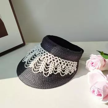 Chenlei Chic Summer Tassel Pearl Chain Grace Beach Sun Protection Paper Grass Lady Sun Visors Cap Womens Casual Hat head size 57cm