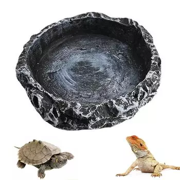 CHENLONB Reptile Water Dish Water Dish Natural Rock Image Easy to Use Lizard Turtle Scorpion Gecko Amphibians Reptile Feeding Bowl Feeding Dish