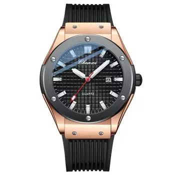 CHENXI Бренд Деловые Мужчины Кварцевые Часы Силиконовый Ремешок Дата Календарь Наручные Часы Водонепроницаемые Аналоговые Кварцевые Часы Мужские чёрный