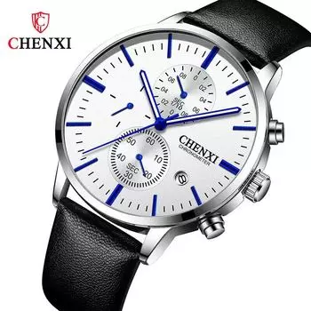 CHENXI модные креативные мужские часы кожаные кварцевые часы с хронографом для мужчин повседневные деловые наручные часы мужские