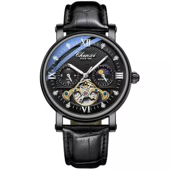 CHENXI модный бренд водостойкие мужские часы автоматические механические верхние роскошные спортивные наручные часы фаза луны турбийон мужские часы чёрный