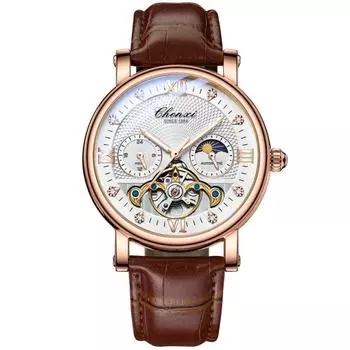 CHENXI модный бренд водостойкие мужские часы автоматические спортивные наручные часы фаза луны турбийон мужские часы чёрный