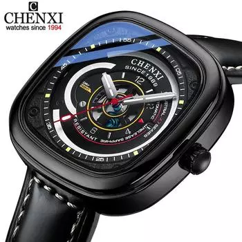CHENXI мужские часы модные водонепроницаемые часы кварцевые спортивные мужские часы в стиле милитари дата кожаные наручные часы
