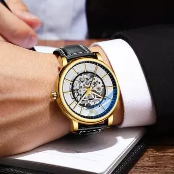 CHENXI мужские механические часы мужские часы крутые автоматические часы для мужчин модный кожаный ремешок серебряный