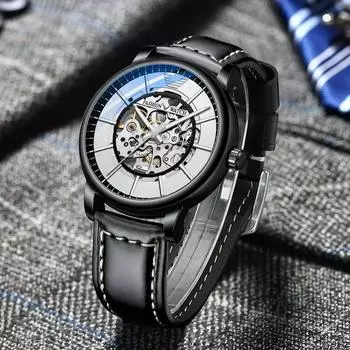 CHENXI мужские механические часы мужские часы лучший бренд класса люкс черные крутые автоматические часы для мужчин модный кожаный ремешок серебряный