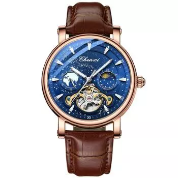 CHENXI новые мужские автоматические часы лучший бренд механический кожаный ремешок наручные модные часы чёрный