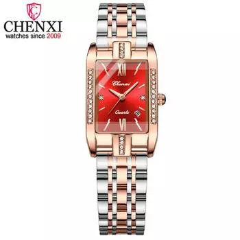 CHENXI новые роскошные женские платья водонепроницаемые часы кварцевые женские наручные часы женские часы из нержавеющей стали красный