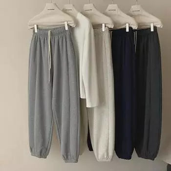 Chenzhi Velvet-Lined Elastic Waist Stylish Sweatpants 8856 Medium темно-серого