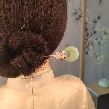 Cheongsam Headdress Jade Hairpin Flower Pearl Ancient Headwear Chinese Style Headwear Hanfu Hair Sticks Ancient Style Hairpin