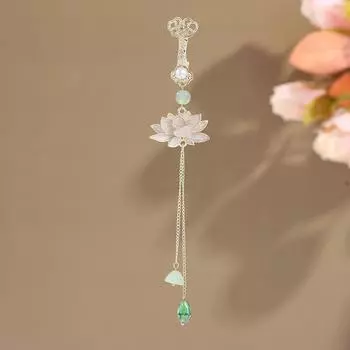 Cheongsam Lappet Pendant Tea Clothing Tassel Chinese Female Brooch Plain Hand Hibiscus-Gold