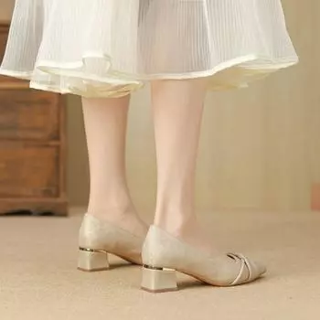 Cheongsam wind shallow mouth single shoes women s 2024 spring and summer new temperament thick heel national style Chinese style low heel retro elega 32