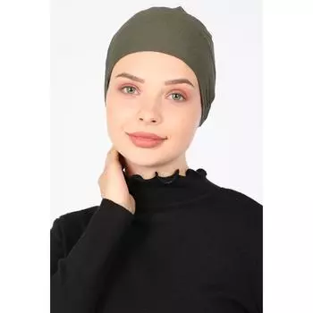 Чепчик из чесаного хлопка Miray с лайкрой цвета хаки