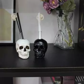 Череп Ароматерапевтическая палочка-держатель Фигурка Смола Черный Белый Череп Статуя Скульптура Домашний офис Украшение рабочего стола Орнамент Фестиваль Хэллоуина Подарок
