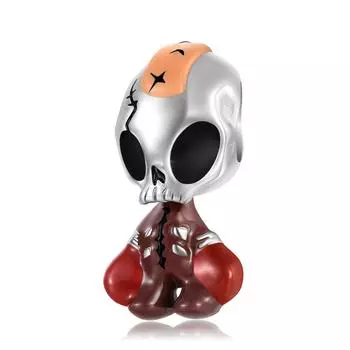 Череп-боксер S925 Серебряные эпоксидные бусины Европейские и американские модные аксессуары Бусины