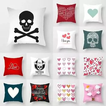 Череп красный розовый любовь принт наволочка украшение дома сиденье гостиная диван День святого Валентина любовь наволочка 40x40cm
