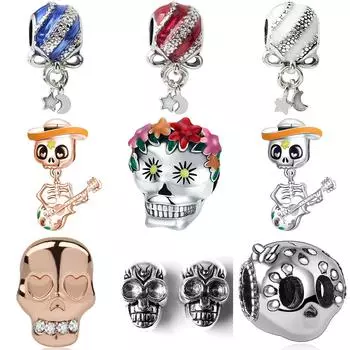 Череп милые подвески скелет бусина сделай сам кулон ювелирные изделия для женщин подарок подходят браслеты браслет с подвесками